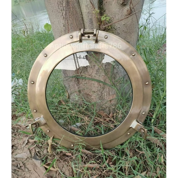 24 inch Canal Boat Porthole Window Glass-Antique Finish Ship Window Wall Window