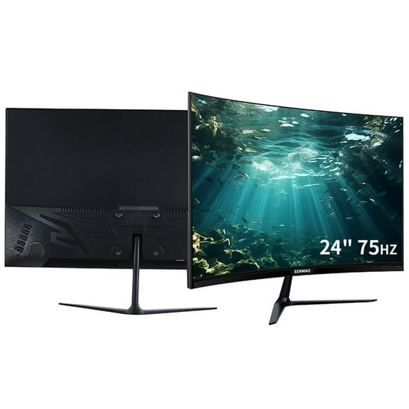 24 inch Class Thin Full HD (1920 x 1080) Monitor Pc Gamer Monitor 75Hz MVA Lcd Display HD Desktop Gaming Computer Screen HDMI 1800R Curved Desktop Screen(Black)