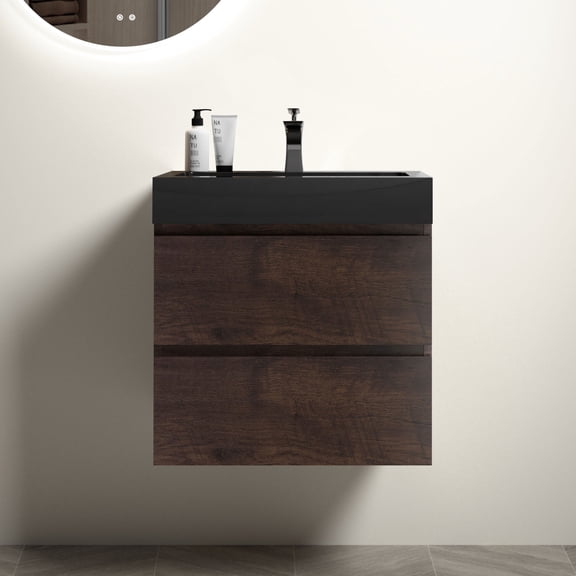 24 - inch Deep Bathroom Vanity with Rosewood Finish and Ample Storage for Stylish Bathroom Organization