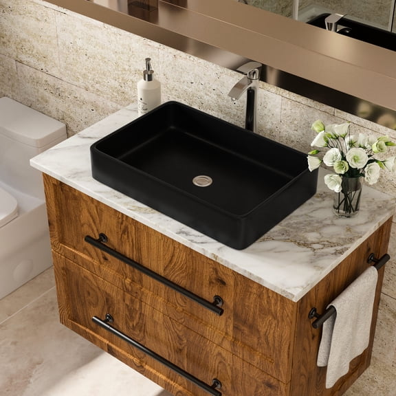 24 - inch Deep Black Ceramic Rectangular Sink for Outdoor Restaurant Bathrooms Easy Installation and Stain Resistance