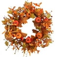 thumbnail image 1 of 24 inch Fall Wreath Pumpkin Wreath for Front Door with Maple Leaves Harvest Wreath for Door Window Porch Thanksgiving Halloween Decor, 1 of 5