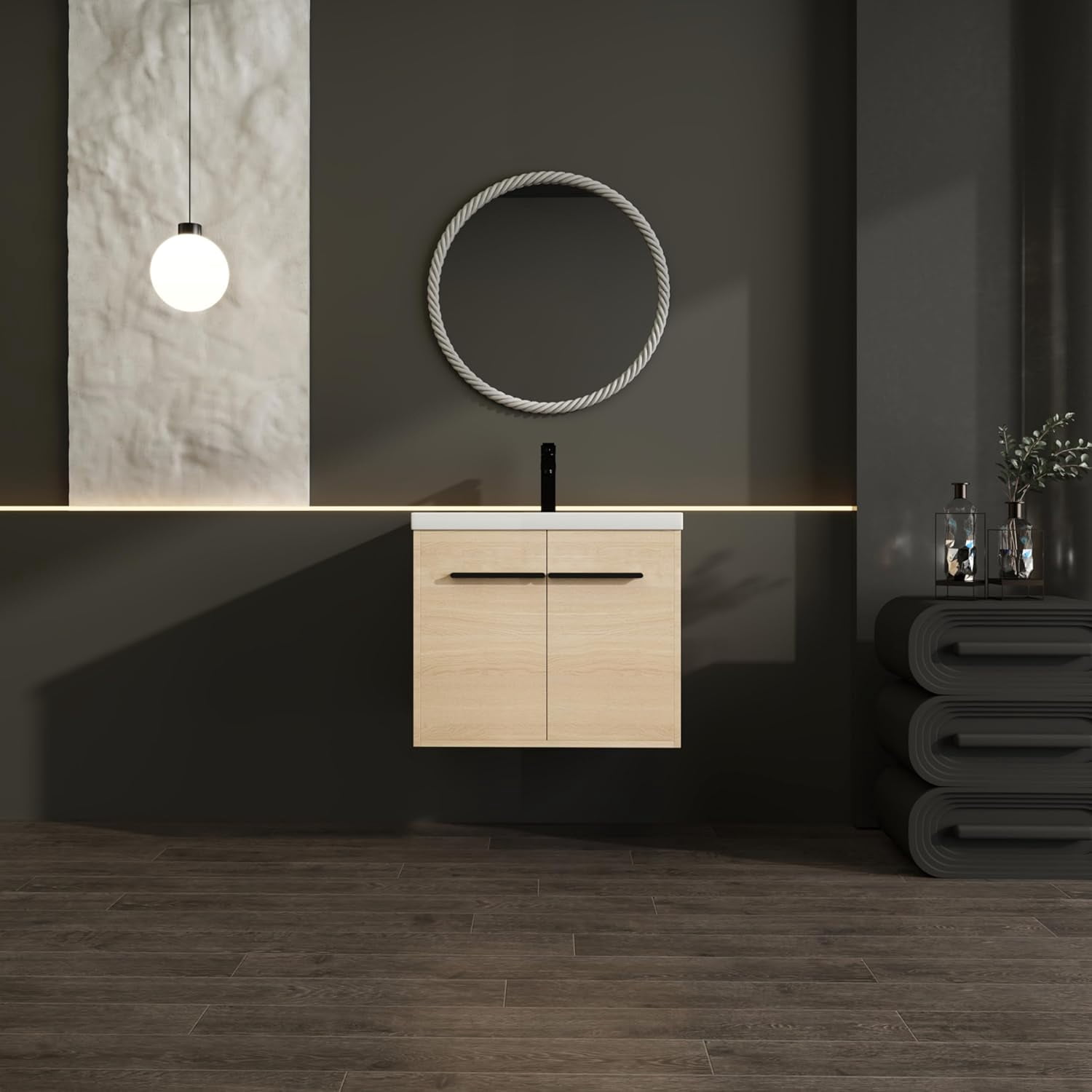 HD JUNTUNKOR 24 inch Floating Bathroom Vanity Sink Combo, Modern Vanity ...