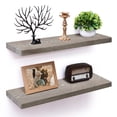 thumbnail image 1 of 24 inch Floating Shelves, 8 Inch Deep Wooden Wall Shelves Set of 2, Rustic Farmhouse Wall Mounted Shelves for Bathroom Kitchen Living Room Bedroom, 1 of 7