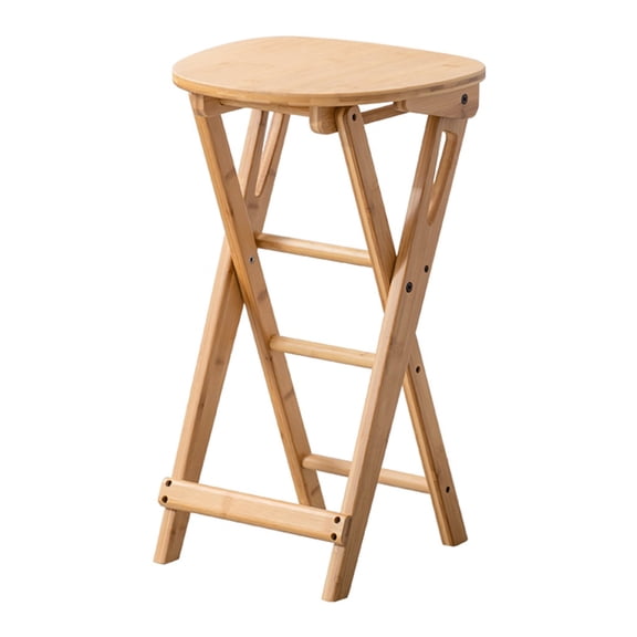 24 inch Folding Chair Wood Barstools Counter Height Stools Kitchen Dining Chair,Dining Chair with Footrest,Comfortable Bamboo Collapsible Portable Stool Chair for Kitchen Balcony