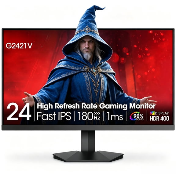 24 inch Gaming Monitor,180Hz 1ms Fast IPS Monitor, 1440P HDR400 Display, 90% DCI-P3 Color Gamut, Adaptive Sync, Slim Frame, HDMI 2.0, DP 1.4, G2421V