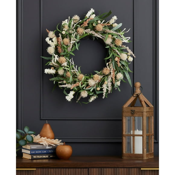24 inch Globe Thistle Medley Spring Easter Wreath - by Seasonal LLC