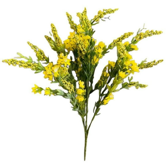 24 inch Heather Wild Flower Bush - Yellow Silk Flowers - Party Supplies Decorations