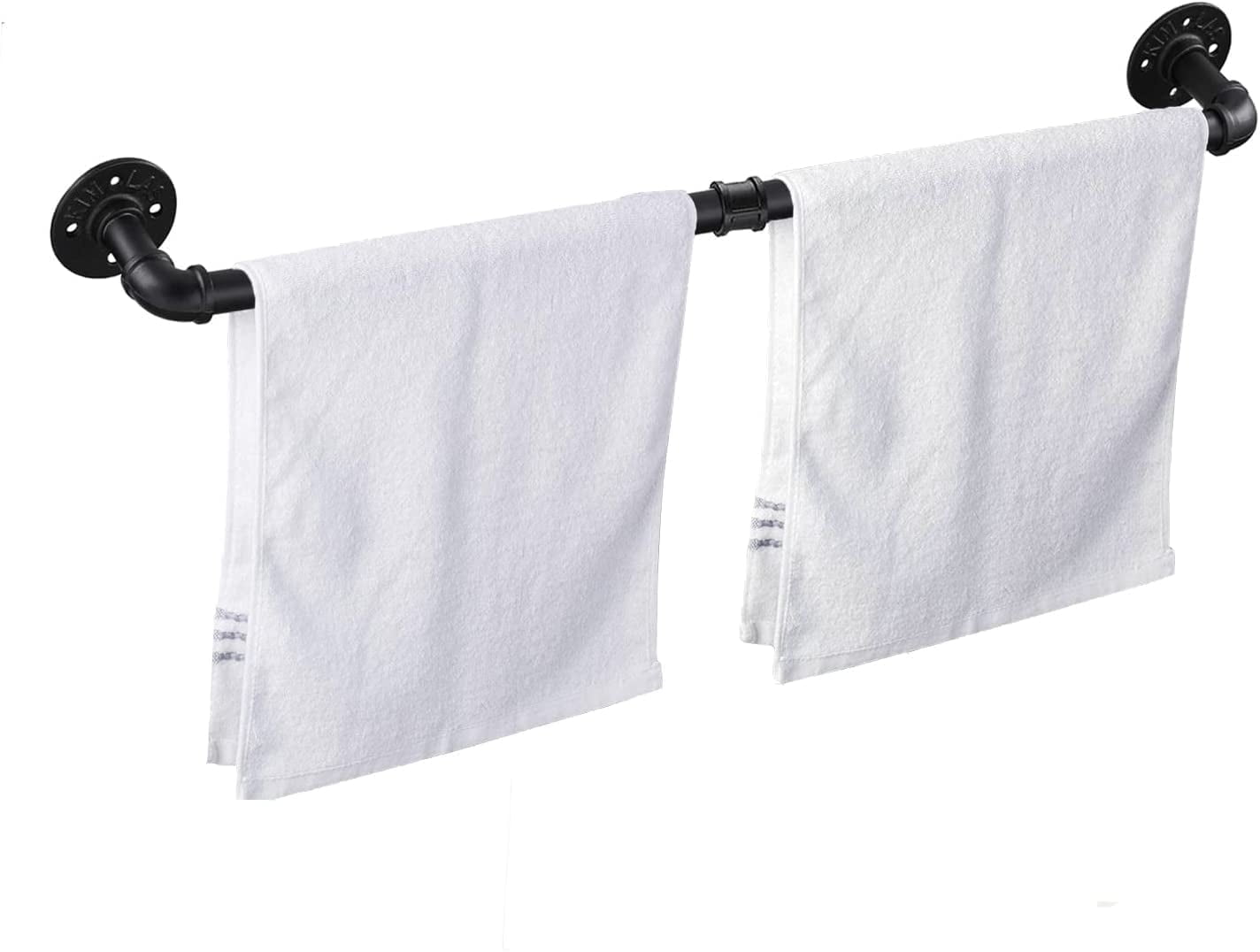 24 inch Industrial Pipe Towel Rack Holder Heavy Duty Rustic Hand Towel Bar Rod for Bathroom, Matte Black