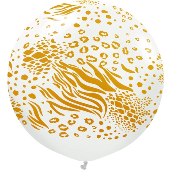 24 inch Kalisan Safari Mutant - White W/ Gold Ink Latex Balloons (1 Pack) - Party Supplies Decorations
