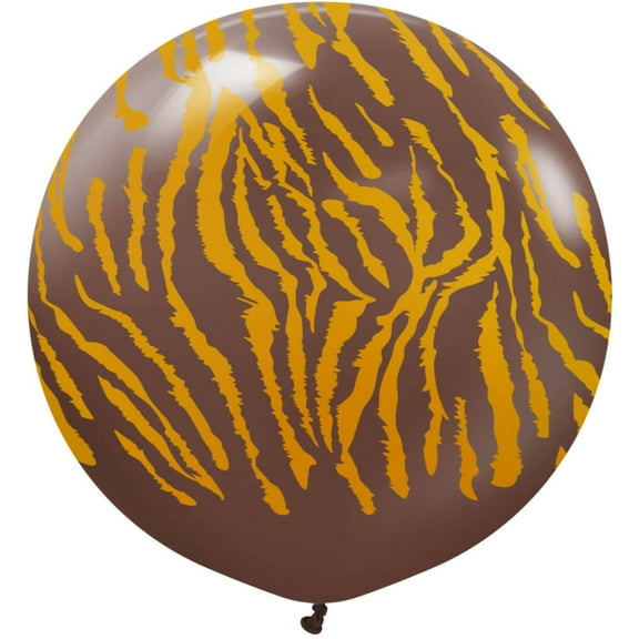 24 inch Kalisan Safari Tiger - Chocolate Brown W/ Gold Ink Latex Balloons (1 Pack) - Party Supplies Decorations