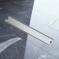 thumbnail image 1 of 24 inch Linear Shower Drain with Removable Square Hole Panel by Using Brushed 304 Stainless Steel Process, Linear Drain Equipped with Adjustable Feet and Hair Strainer, 1 of 10