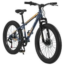 24 inch Mountain Bike with Fat Tires, Kids Bike with Disc Brakes & Suspension