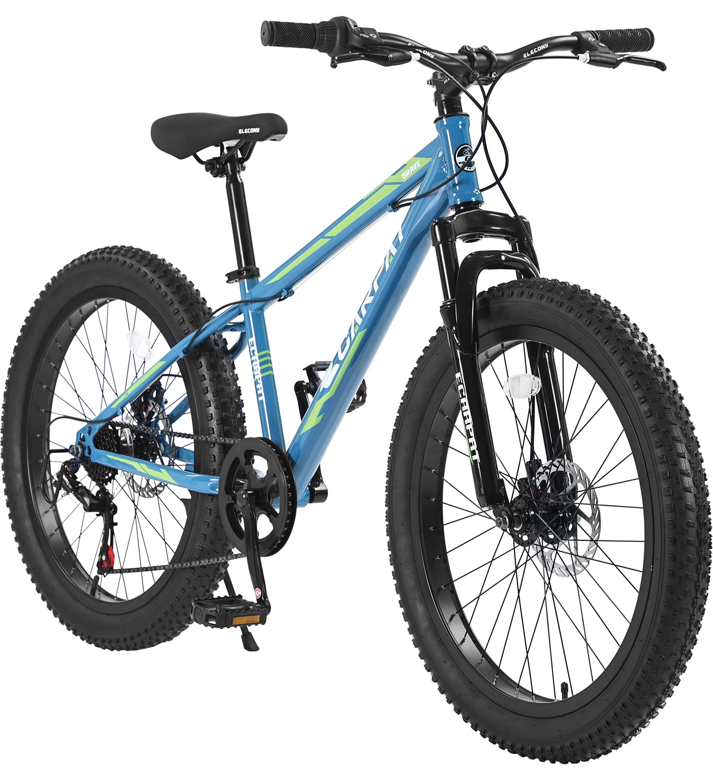 24 inch Mountain Bike with Fat Tires, Kids Bike with Disc Brakes &  Suspension 