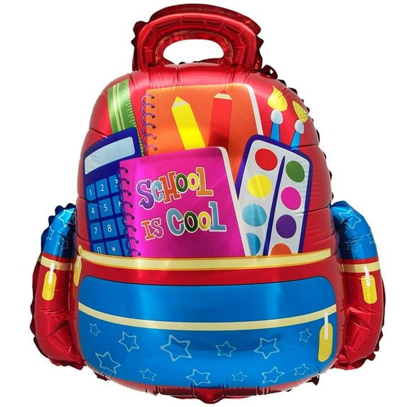 24 inch Party Brands School Is Cool Backpack - Red Foil Mylar Balloon - Party Supplies Decorations