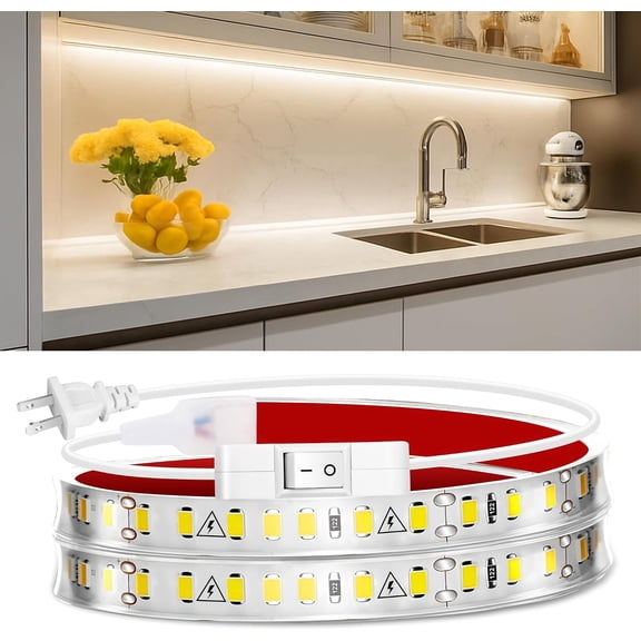 heyiupe 24 Inch Ultra Bright Plug-in Wired LED Under-Cabinet Lights, 2700K Warm White