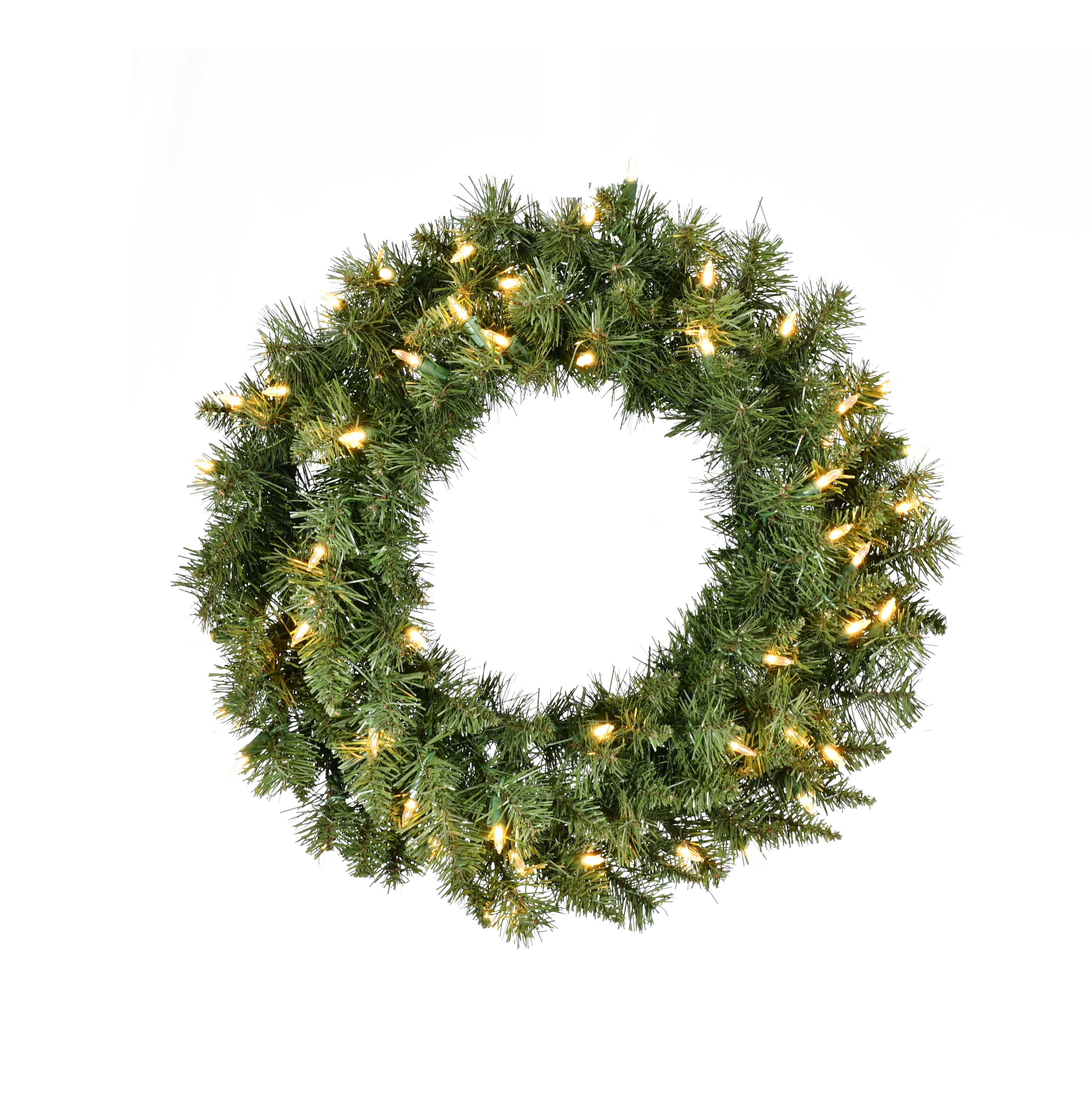24 inch Pre-Lit LED Wreath with 50 Lt Warm White Traditional Mini LED ...