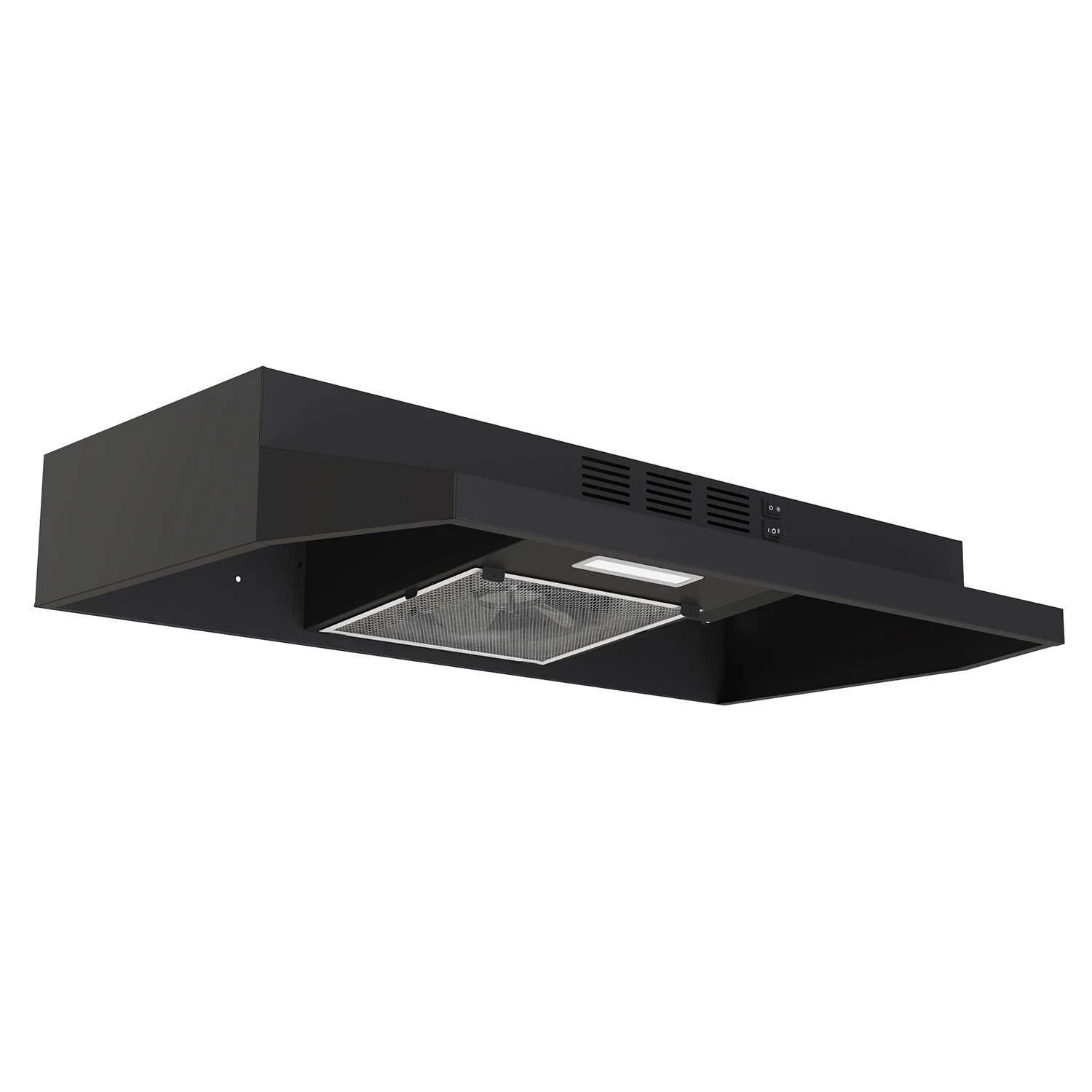 24 inch Range Hood Under Cabinet, Stainless Steel Kitchen Hood 280CFM, Ducted/Ductless Vent Hood with Rocker Button Control, Stove Hood with 2 Speeds Fan, Bright LED Light, black, silver, white