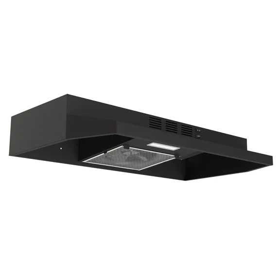 24 inch Range Hood Under Cabinet, Stainless Steel Kitchen Hood 280CFM, Ducted/Ductless Vent Hood with Rocker Button Control, Stove Hood with 2 Speeds Fan, Bright LED Light, black, silver, white
