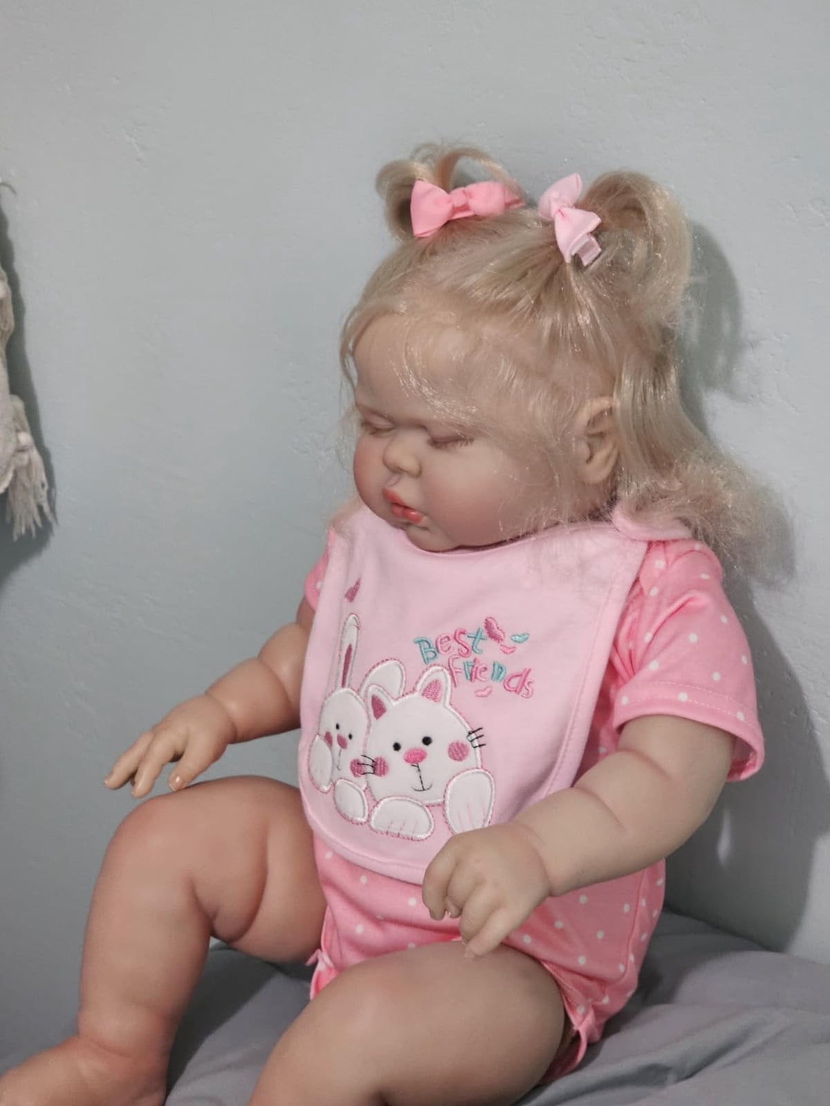 24 inch Reborn Baby Dolls - Cloth Body Realistic Baby Doll Girl Lovely Blond Hair Sleeping Girl Reborn with Gift Box for Kids Age 3+ Collectors