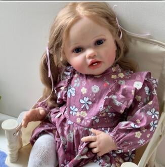 24 inch Reborn Baby Dolls Lifelike Cute Soft Body Poseable Real Life Baby Dolls Real Newborn Dolls with Clothes and Feeding Toy for Kids Age 3+