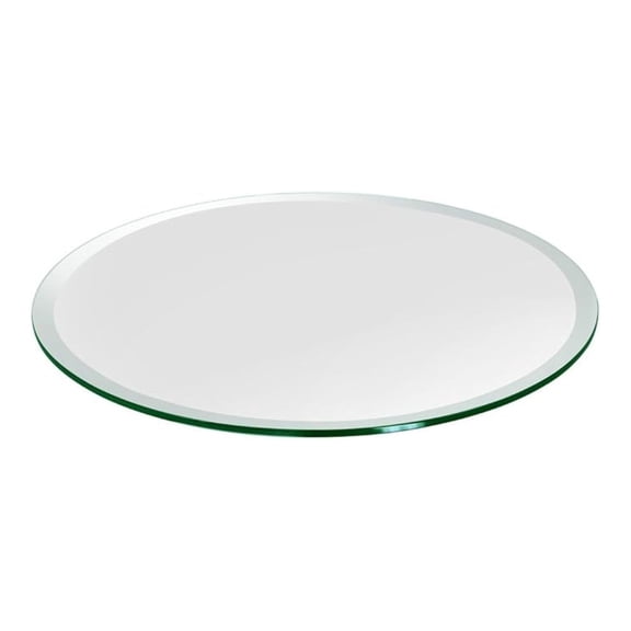 24 inch Round Glass Table Top - Tempered - 1/4" Thick Glass Surface, Safe Beveled Edge, Multipurpose for Dining Table, Patio, Coffee and End Table
