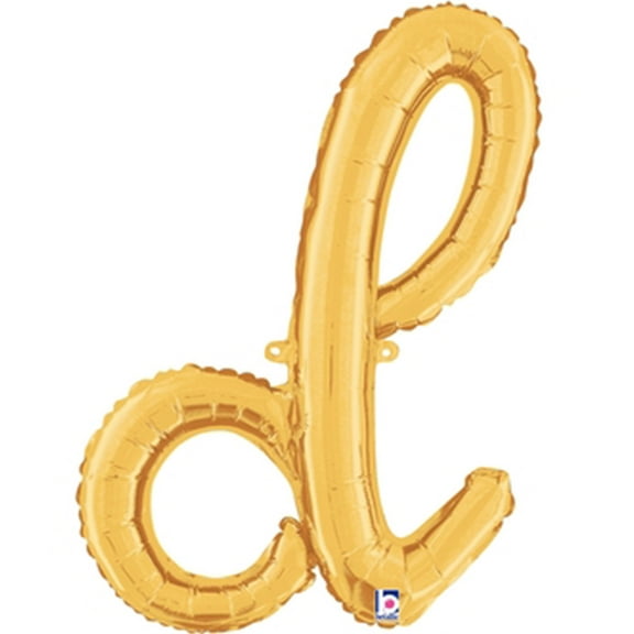 24 inch Script Letter D Gold (Air-Fill Only) Betallic Foil Mylar Balloon - Party Supplies Decorations