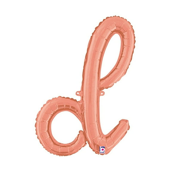 24 inch Script Letter D - Rose Gold (Air-Fill Only) Foil Mylar Balloon - Party Supplies Decorations