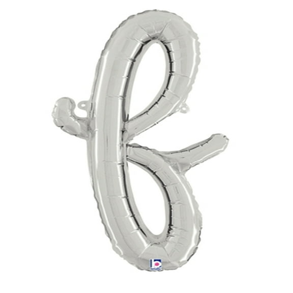 24 inch Script Letter F Silver (Air-Fill Only) Betallic Foil Mylar Balloon - Party Supplies Decorations