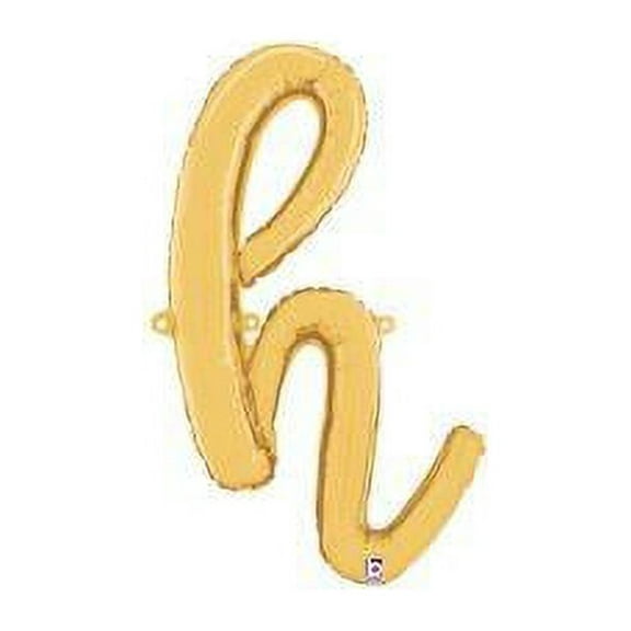 24 inch Script Letter H Gold (Air-Fill Only) Betallic Foil Mylar Balloon - Party Supplies Decorations
