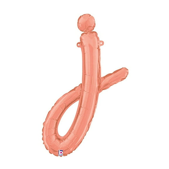 24 inch Script Letter J - Rose Gold (Air-Fill Only) Betallic Foil Mylar Balloon - Party Supplies Decorations
