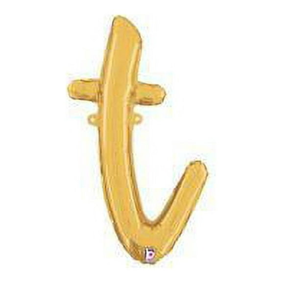 24 inch Script Letter T Gold (Air-Fill Only) Betallic Foil Mylar Balloon - Party Supplies Decorations