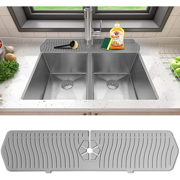 30 Inch Silicone Sink Faucet Mat for Kitchen Bathroom, Kitchen Sink Splash  Guard, Faucet Handle Drip Tray, Water Catcher Mat, Super Absorbent Drying