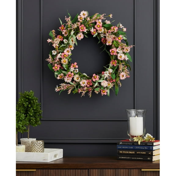 24 inch Summer Pink Posey Spring Easter Wreath - by Seasonal LLC
