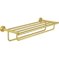 24 inch Towel Shelf with Double Towel Bars,Towel Rack for Bathroom,SUS 304 Stainless Steel Wall Mount Towel Holder Storage,Brushed Gold,GYT7060-G