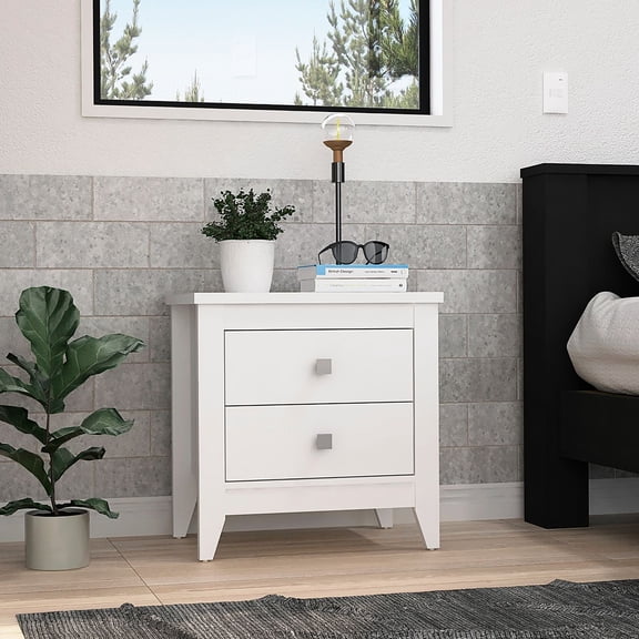 24 - inch Two - drawer Nightstand | Used for Nighttime Convenience | High - grade Particle Board | Fixes Nightstand Usage Discomforts