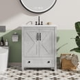 thumbnail image 1 of 24 inch Vanity with Ceramic Sink, Modern Bathroom Vanity with 2 Doors and 1 Storage Drawer, Freestanding Bathroom Cabinet with Contemporary Design for Your Bathrooms, Grey, 1 of 7