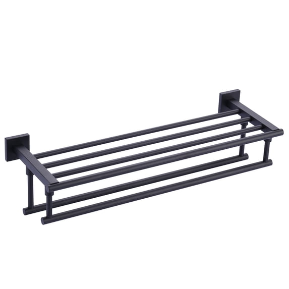 24 inch Wowow Stainless Steels Single Towel Holders Wall Mounted Towel Rack in Matte Black