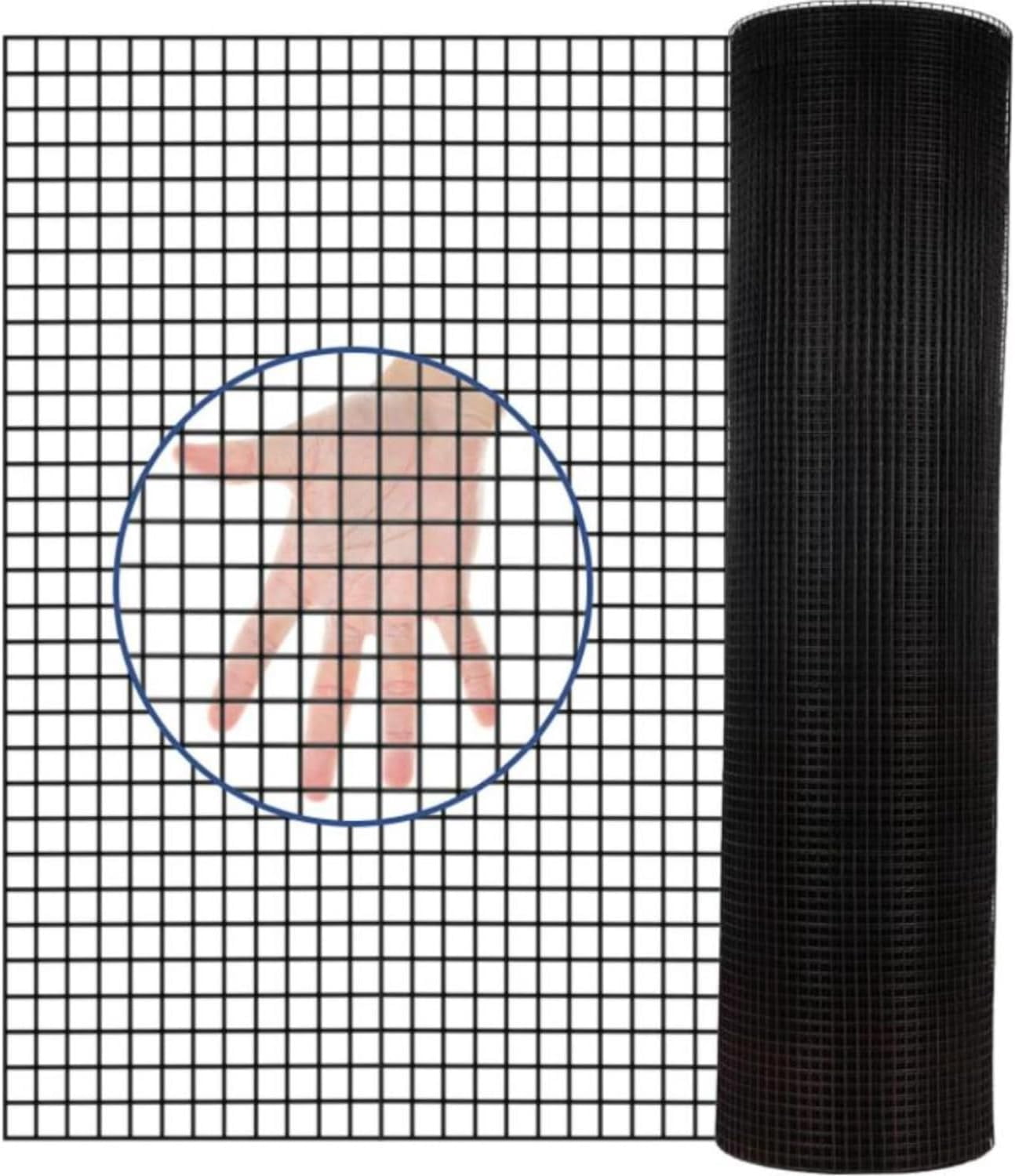 24 inch x 100 ft Black Hardware Cloth,1/4 Inch Mesh 21 Gauge - PVC Coated Welded Wire Mesh - Heavy Duty Galvanized Metal Fencing for Chicken Coop,Poultry Netting,Garden Protection,Animal Enclosures