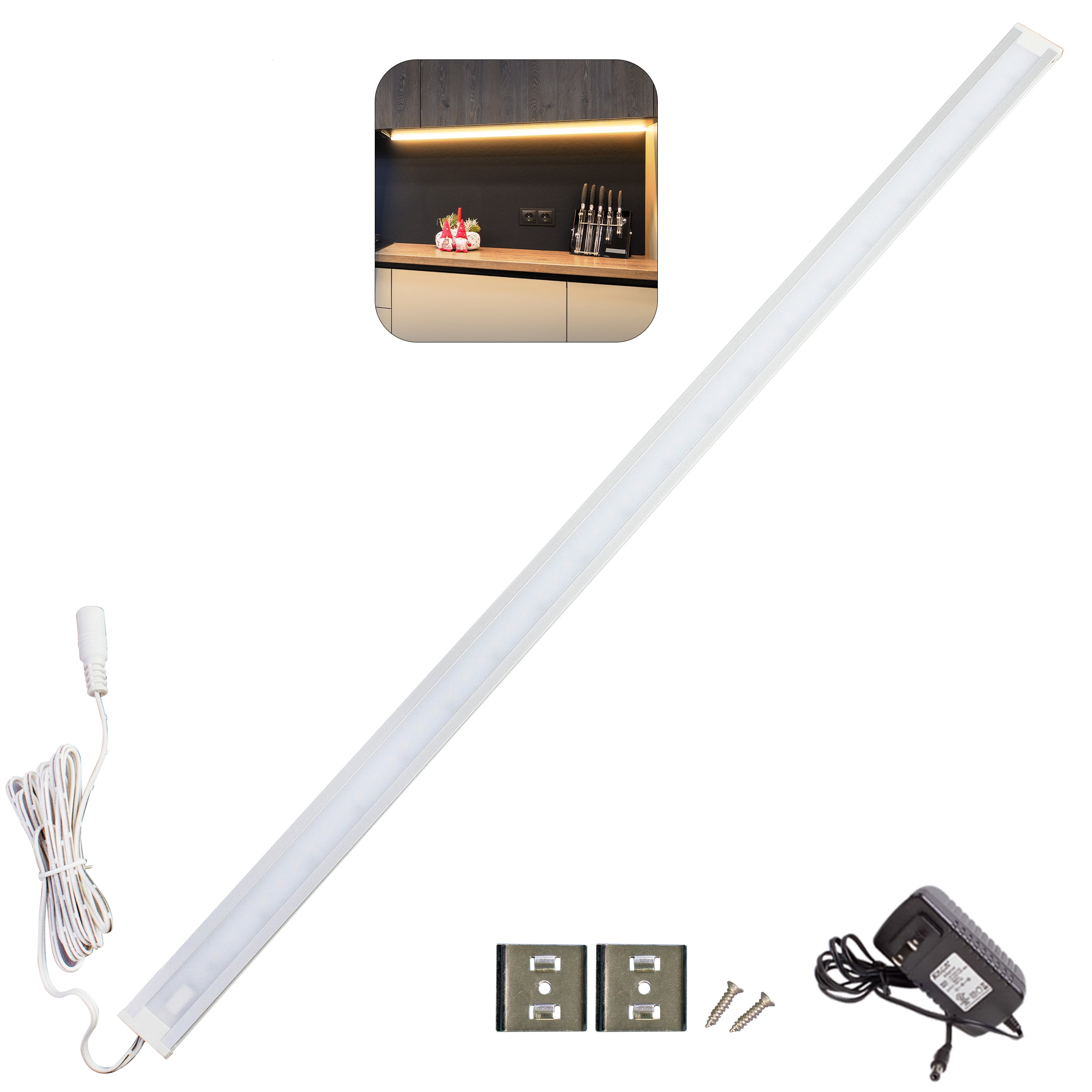 Kitchen Under Cabinet LED light 24 inches for work Kitchen shop & closet with UL Power adapter Warm White