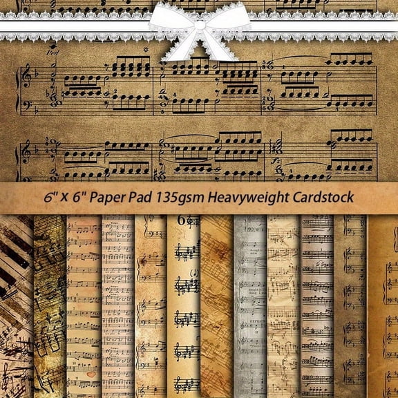 Unbranded Retro Card Stock with Music Notes, Multicolor, A5, 24 Sheets, 24 Count