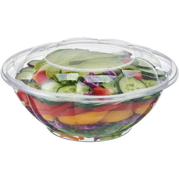 [24 oz. 50 Sets Clear Plastic Salad Bowls with Airtight Lids Disposable To Go Mixing Containers Serving for Fruit, Quinoa, Lunch and Meal Prep