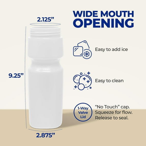 24 oz BPA-Free Sports Squeeze Water Bottles, 8 Pack, Easy Drink Valve, Fits Bike Cages, Dishwasher Safe