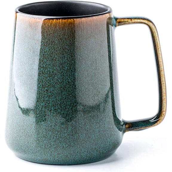 24 oz Ceramic Coffee Mug, Reactive Glaze Stoneware Coffee Cup with Large Handle, Green Tea Mug for Hot and Cold Drinks