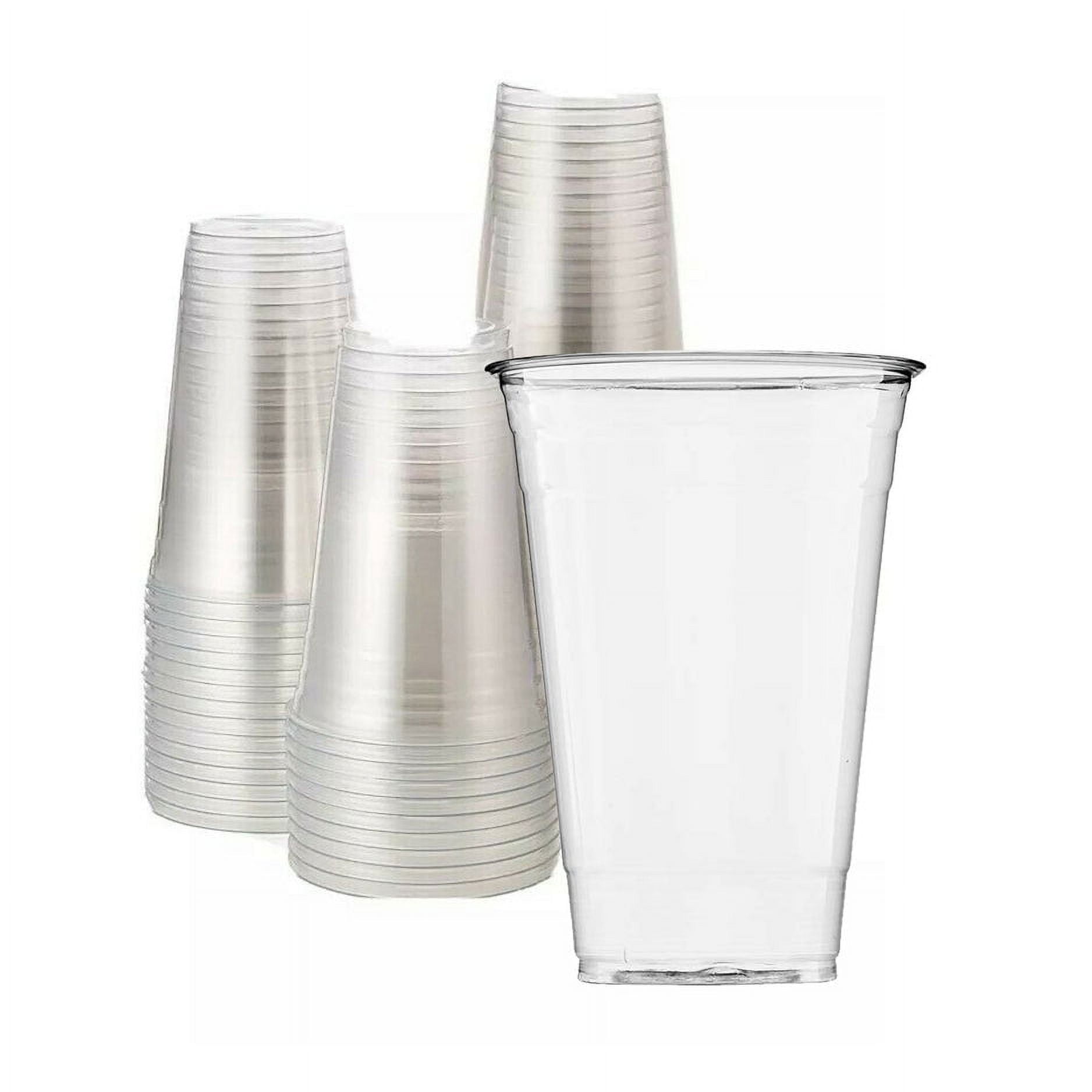 24 oz Crystal Clear PET Plastic Cups, Disposable Cups for Iced Coffee, Cold Drinks, Camping, BBQ ...