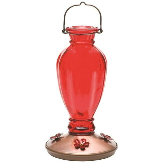 24 oz Daisy Vase Vintage Hummingbird Feeder - Red
