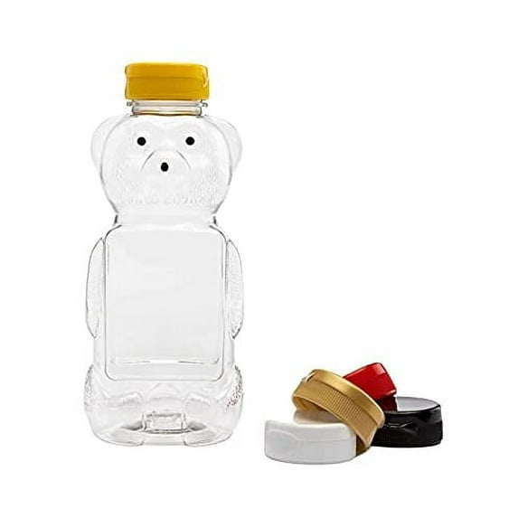 24 oz Honey bear with Flip Top Lid Plastic Squeeze Bear 24, Gold