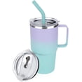 thumbnail image 1 of 24 oz Insulated Cup with Handle,  Double Wall Vacuum Stainless Steel Tumbler with Straw and 2 , For Cold/Hot Drinks, School Mug for  Girls and Boys (PurpleBlue-1 Pack), 1 of 7