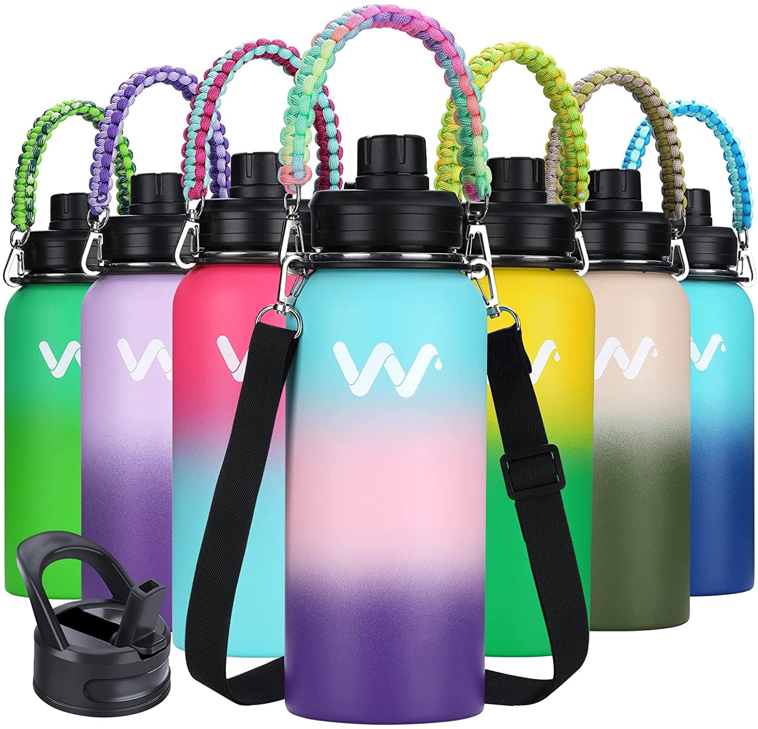 WEREWOLVES Insulated Stainless Steel Water Bottle – 21oz/24oz With Straw & Handle Lids