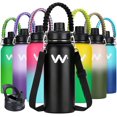thumbnail image 1 of 24 oz Insulated Water Bottle With Straw Lid & Spout Lid,Reusable Wide Mouth Vacuum Stainless Steel Water Bottle, 1 of 10