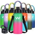 thumbnail image 1 of 24 oz Insulated Water Bottle With Straw Lid & Spout Lid,Reusable Wide Mouth Vacuum Stainless Steel Water Bottle, 1 of 10